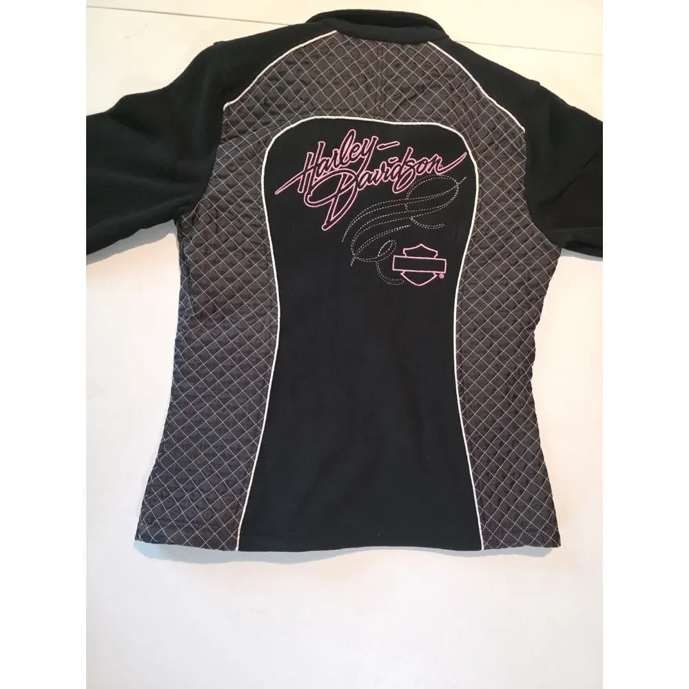 Harley Davidson Woman’s Pink Label Fleece Jacket Black/Pink Medium NWT